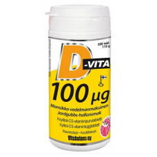 Витамины D-Vita малина клубника 100 µg 200 таблеток Vitabalans