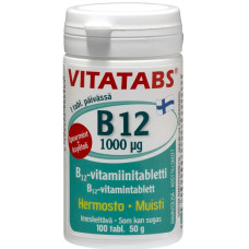 Vitatabs B12 1000 µg - Imeskeltävä B12-vitamiinitabletti - piparmintun maku 100 tabl. 